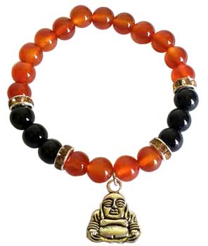 (image for) 8mm Carnelian/ Black Onyx with Buddha