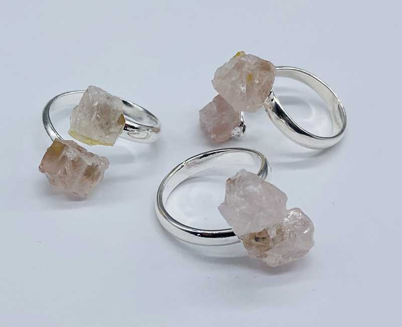 (image for) (set of 3) adjustable Rose Quartz rings