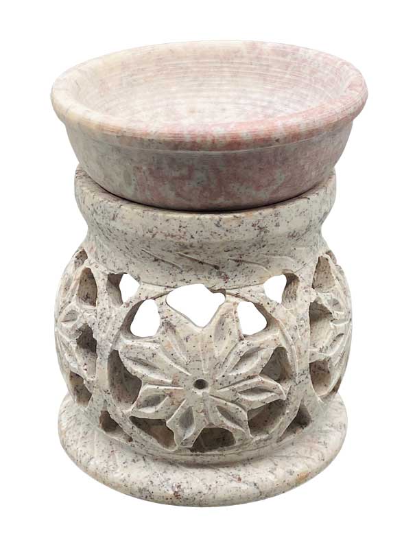 (image for) 3 1/4" Flower soapstone oil diffuser