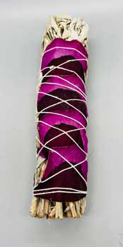 (image for) 9" Rose Petals White Sage smudge stick